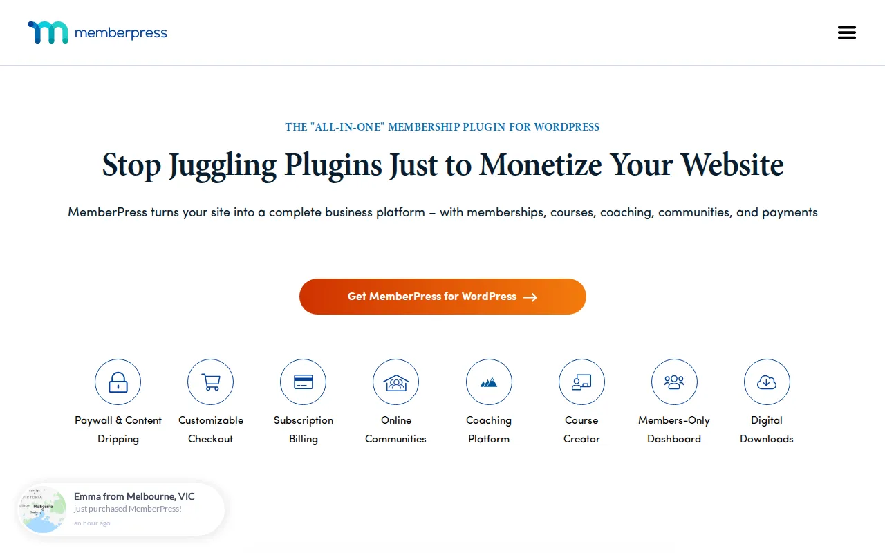 MemberPress homepage screenshot