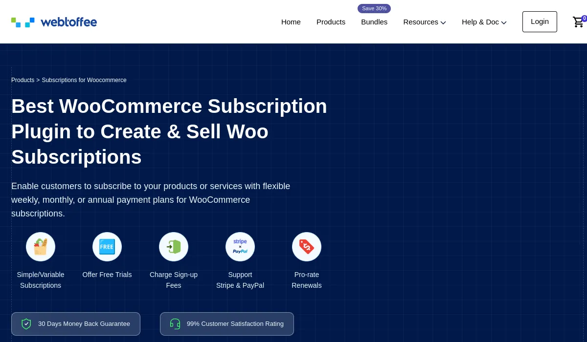 WebToffee Subscriptions for WooCommerce website