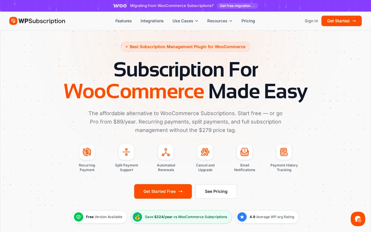 WPSubscription homepage screenshot
