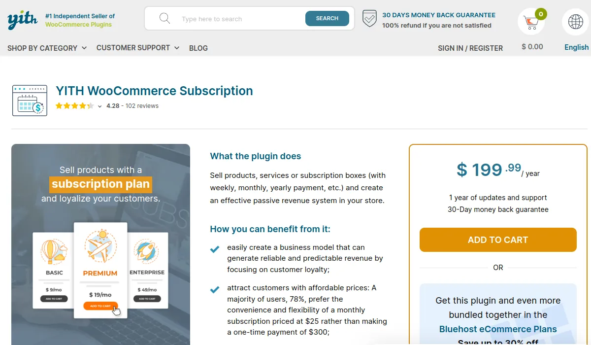YITH WooCommerce Subscription website